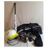 Easton Softball Bat, Helmet, Bat Bat & Rawlings