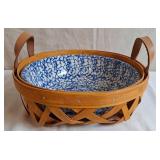 Henn Workshops Blue Spongeware Round Baker