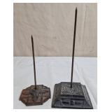 2 Cast Metal Receipt Holders, Vintage