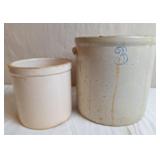3 Gallon Stoneware Crock & Smaller Crock