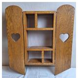 Oak Shadow Box Wall Cabinet w/Hinged Doors