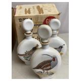 (11) JW Dant Milk Glass Quail Decanters