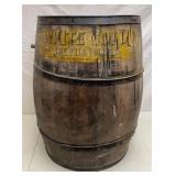 Antique White Gold Dry Milk Barrel