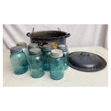 Vtg Enamel Canner & Ball Jars