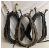 Vtg Horse Collars & Hamesses With Brass