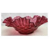 Fenton Diamond optic ruffled Bowl