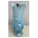 Fenton Aqua Opalescent Swung Handkerchief Vase