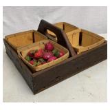 Antique Wooden Strawberry Carrier & Baskets