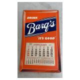 Vtg Barqï¿½s Root Beer Cardboard Calendar