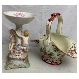 Bowl on Foot & Porcelain Basket