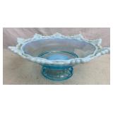 Mosser/Fenton Blue Opalescent Ring & Petal Bowl