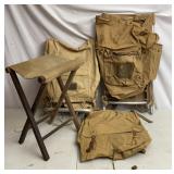 Vtg Boys Scout Nap Sack, Back Packs & Camp Stool