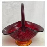 Indiana Glass Canterberry Sunset Amberina Basket