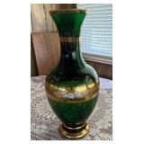 Bohemian Green Hand Painted Vase