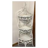 VTG White Wicker Corner Whatnot Shelves