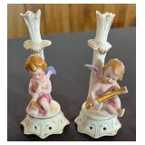 1950ï¿½s Porcelain Cherub Angel Candle Holders