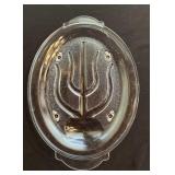 Glasbake Clear Well & Tree Meat Serving Plate
