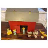 Wooden Barn, People and Animals