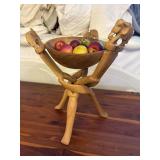 Hand Carved Wooden Fruit Bowl Stand