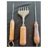 Early Wood Handled Ice Chipper/ Ice Picks