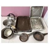 Early Kitchen Cold Handle Metal Skillets