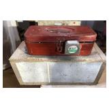 VTG Wood Box and Red Toolbox