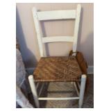 White Ladder Back Chair with Woven Rush Seat