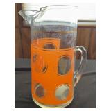 Mid-Century Retro Orange Polka Dot Pitcher