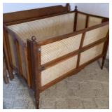 Wooden Toddlers Bed with Rattan Panels