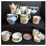 Porcelain China Cups, Jelly Bowl, Cream Pitcher