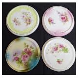 4 Porcelain Floral Tea Tile Trivets, Vintage