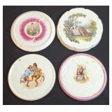 4 Porcelain Tea Tile Trivets, Antique