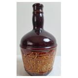 Bas Relief Pottery Decanter w/Locomotive Scene