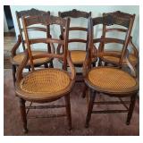 5 Cane Bottom Straight Chairs