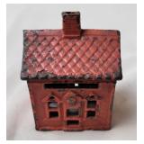 Cast Iron Colonial House Still Coin Bank, Antique