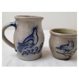 Rowe Pottery Works Stoneware Cream Pitcher & Crock