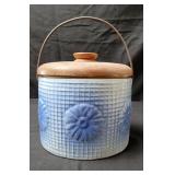 Daisy and Waffle-Weave Blue & White Butter Crock