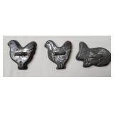3 Aluminum Cookie Cutters, Vintage