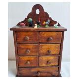 Wooden 7 Drawer Spice Cabinet w/Mini Animals,