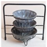 Gray Graniteware Individual Jello Molds w/Wire