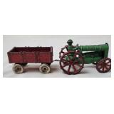 Arcade Cast Iron Tractor and Wagon, Antique
