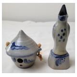 Rowe Pottery Works Pie Bird & Anniv. Bird House