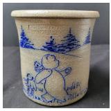 Salmon Falls Salt Glazed Crock w/Cobalt Blue Bear
