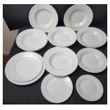 14 Ironstone China Plates & Soup Bowls