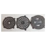 3 Round Cast Iron Trivets