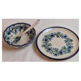 Artistic Ceramic Jelly Bowl, Spoon and Small Plate