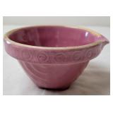 Antique Pink Yellow Ware Batter Bowl, Unmarked