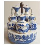 Blue Willow Porcelain Condiment Set
