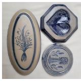 Rowe Pottery Works Heart Spoon Rest & Wheat Trivet