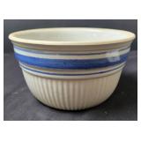 Stoneware Crock Mixing Bowl w/Blue Stripes